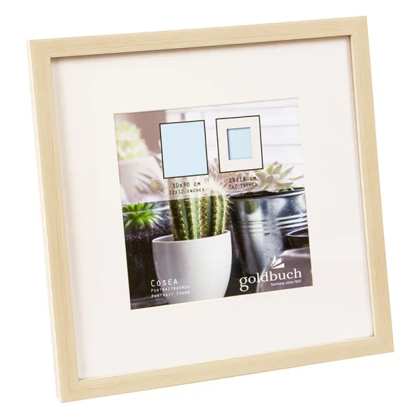 Kunststoff-Bilderrahmen Cosea mit Passepartout 30x30 cm (18x18 cm) | beige | Normalglas (2 mm)