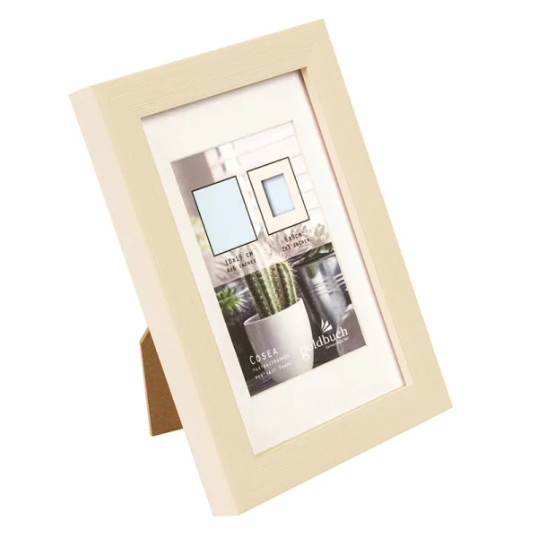 Kunststoff Bilderrahmen Cosea mit Passepartout 10x15 cm (6x9 cm) | beige | Normalglas (2 mm)