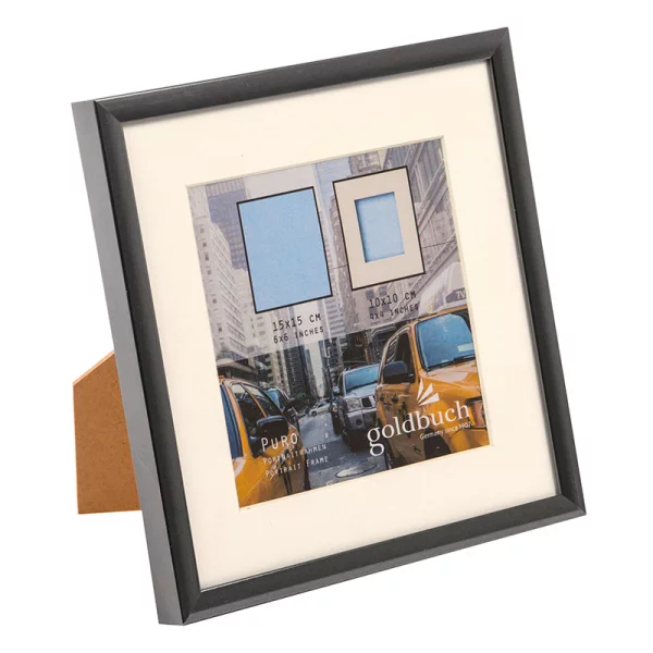 Kunststoff-Bilderrahmen Puro mit Passepartout 15x15 cm (10x10 cm) | grau | Normalglas (2 mm)