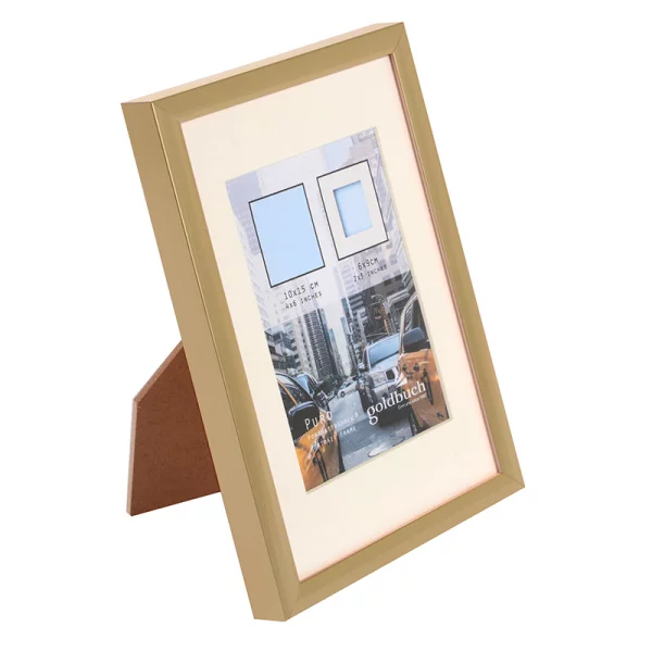 Kunststoff Bilderrahmen Puro mit Passepartout 10x15 cm (6x9 cm) | gold | Normalglas (2 mm)