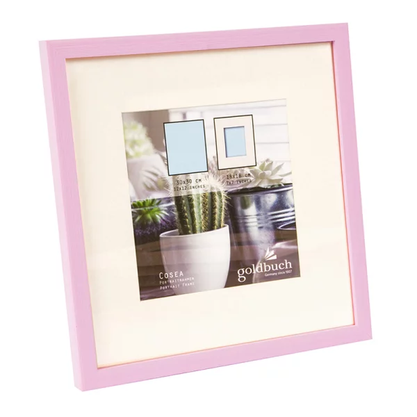 Kunststoff-Bilderrahmen Cosea mit Passepartout 30x30 cm (18x18 cm) | pink | Normalglas (2 mm)