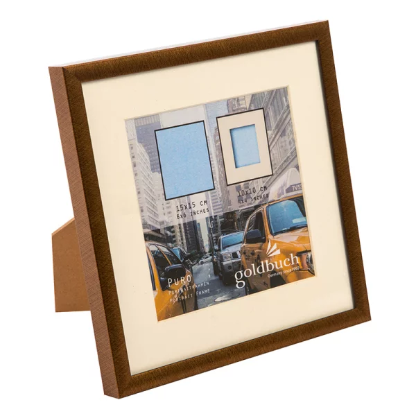 Kunststoff-Bilderrahmen Puro mit Passepartout 15x15 cm (10x10 cm) | bronze | Normalglas (2 mm)