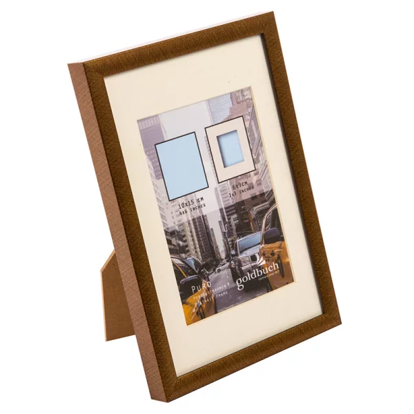 Kunststoff Bilderrahmen Puro mit Passepartout 10x15 cm (6x9 cm) | bronze | Normalglas (2 mm)