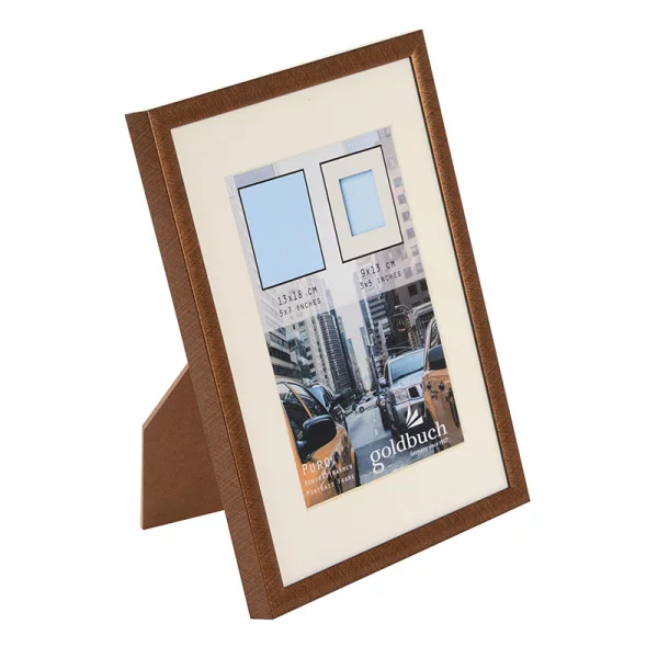 Kunststoff-Bilderrahmen Puro mit Passepartout 13x18 cm (9x13 cm) | bronze | Normalglas (2 mm)