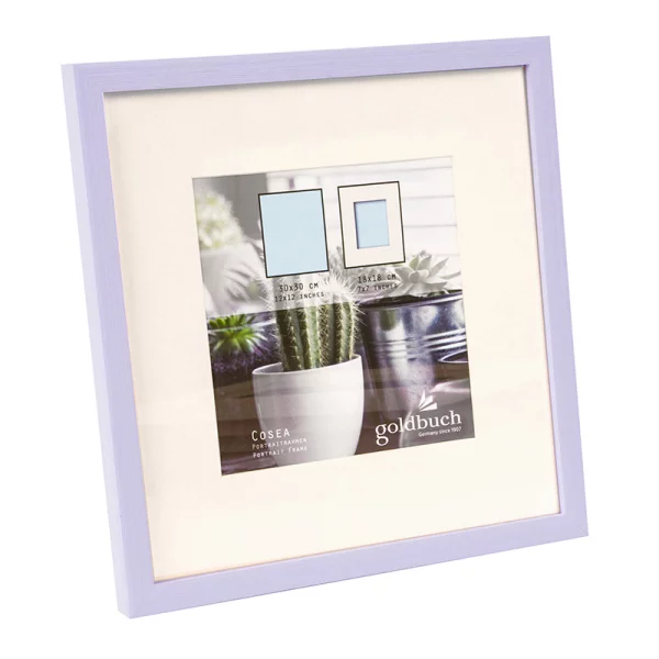 Kunststoff-Bilderrahmen Cosea mit Passepartout 30x30 cm (18x18 cm) | flieder | Normalglas (2 mm)