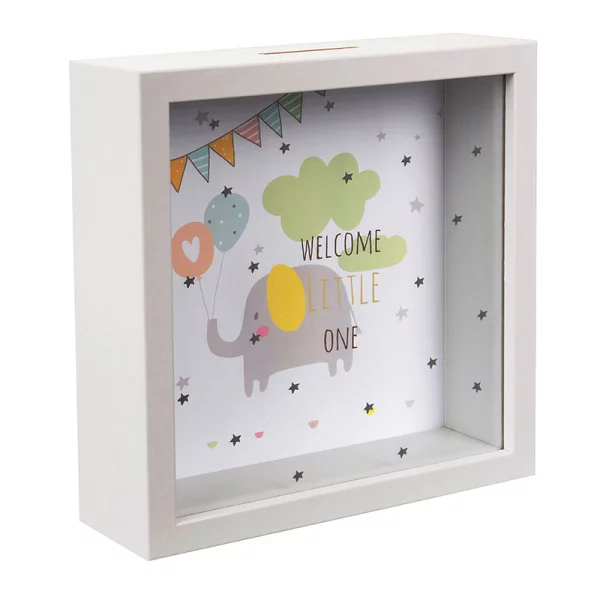 Bilderrahmen Spardose (personalisierbar mit eigenem Bild) 18x18 cm | Little One | Kunstglas (2 mm)