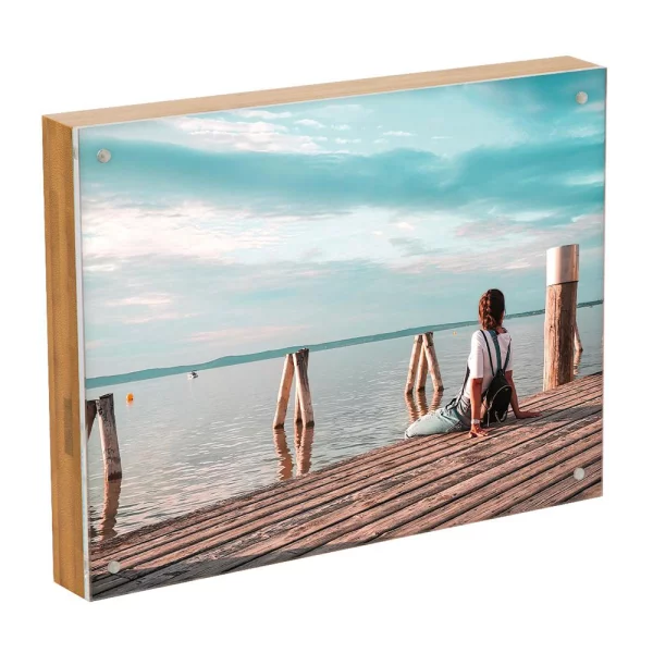 Acryl Bilderrahmen Bamboo mit Bambus-Rückwand 15x20 cm | Natur | Kunstglas (2 mm)