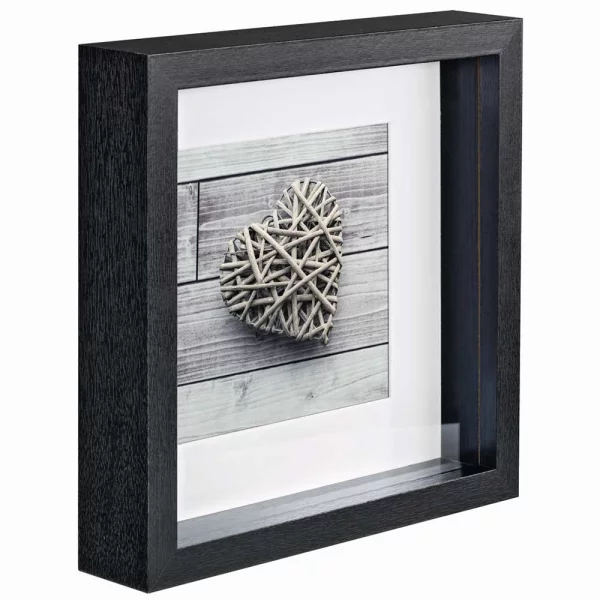 3D Fotorahmen Scala (MDF) 23x23 cm | Schwarz | Antireflexglas mattiert (2 mm)