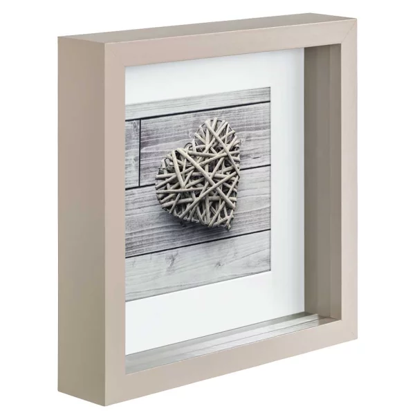 3D Fotorahmen Scala (MDF) 23x23 cm | Taupe | Antireflexglas mattiert (2 mm)