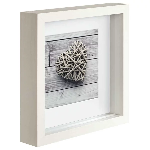 3D Fotorahmen Scala (MDF) 23x23 cm | Weiß | Antireflexglas mattiert (2 mm)