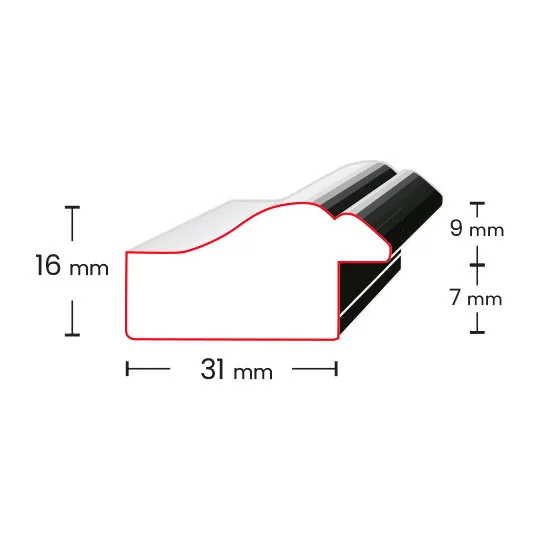 Holz Bilderrahmen Lunex 21x29,7 cm (A4) | Weiß | Normalglas (2 mm)