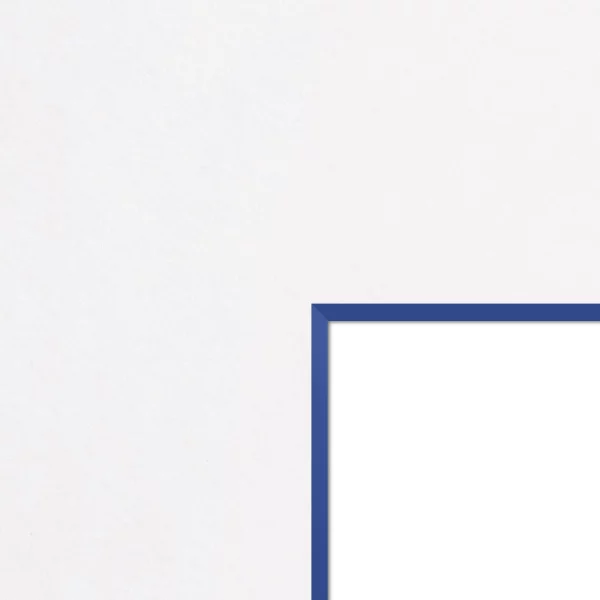 1,5 mm Passepartout - Weiß mit farbigem Kern, Maßanfertigung White-Dark Blue