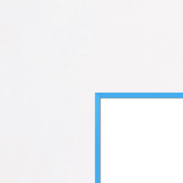 1,5 mm Passepartout - Weiß mit farbigem Kern, Maßanfertigung White-Light Blue
