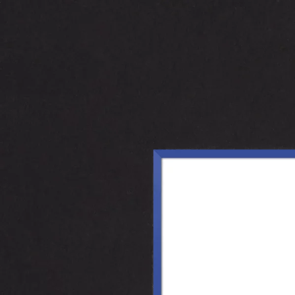 1,5 mm Passepartout - Schwarz mit farbigem Kern, Maßanfertigung Black-Dark Blue