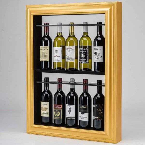 Bilderrahmen mit Weinregal 60x80 cm | gold