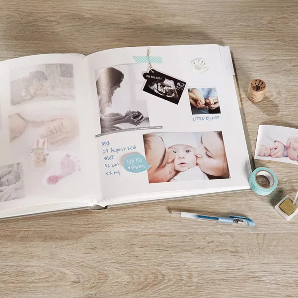 Album photo pour enfants avec 50 pages à coller, 26 x 25 cm 26x25 cm | bleu