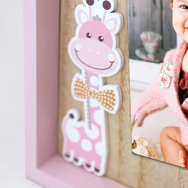 Baby Fotorahmen Giraffe mit Klammer 10x15 cm | Rosa