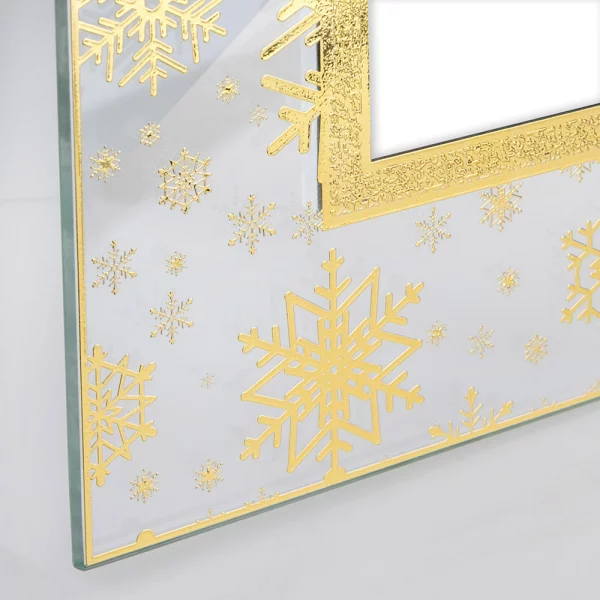 Glas Bilderrahmen Winter mit glänzendem Relief-Druck 13x18 cm | Gold | Normalglas (2 mm)
