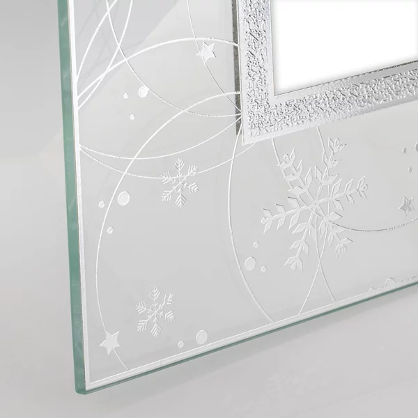 Glas Bilderrahmen Winter mit glänzendem Relief-Druck 13x18 cm | Silber | Normalglas (2 mm)
