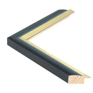 Holzrahmen Fancy II nach Maß Schwarzblau mit Gold | Normalglas (2 mm)