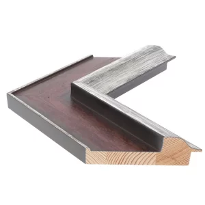 Holzrahmen LUCERNE 9,3 nach Maß Braun mit Silberkante | Normalglas (2 mm)