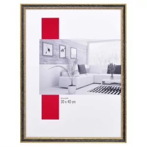 Holz-Bilderrahmen Profil 66 7x10 cm | Schwarz-Gold | Museumsglas UV 70 entspiegelt