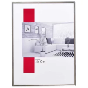 Alu-Bilderrahmen Quadro XL nach Maß silber hochglanz | Kunstglas UV 99 entspiegelt (2 mm)