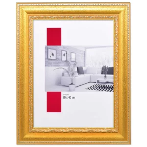 Barock-Bilderrahmen Profil 31 60x80 cm | Gold mit silberner Zierleiste | Normalglas (2 mm)