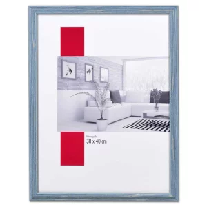 Holz-Bilderrahmen Profil 32 grau-blau | Normalglas (2 mm)