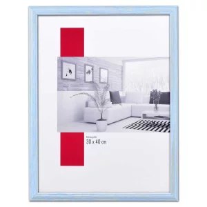 Holz-Bilderrahmen Profil 32 30x45 cm | blau | Normalglas (2 mm)