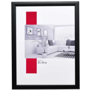 Holz-Bilderrahmen Profil 43 9x13 cm | schwarz | Antireflexglas mattiert (2 mm)