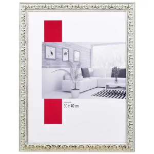 Barock-Bilderrahmen Profil 86 Maßanfertigung silber | Normalglas (2 mm)