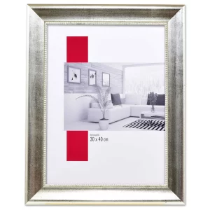 Barockrahmen Profil 95 breit 60x80 cm | silber | Normalglas (2 mm)