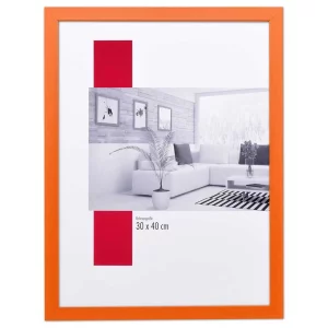 Holz-Bilderrahmen Profil TOP CUBE nach Maß orange | Normalglas (2 mm)