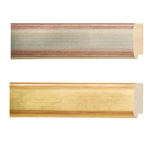 Holz-Bilderrahmen Ceuta 30x40 | Gold, Braunrote Ränder | Normalglas (2 mm)