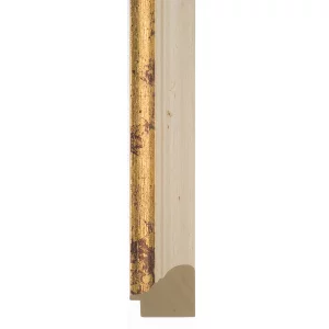 Holz-Bilderrahmen Vilanova nach Maß Antikelfenbein, Kante Antikgold | Normalglas (2 mm)