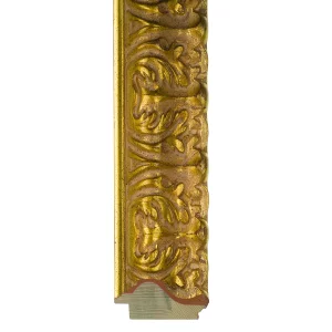 Barock-Bilderrahmen Salamanca nach Maß Gold patiniert | Normalglas (2 mm)