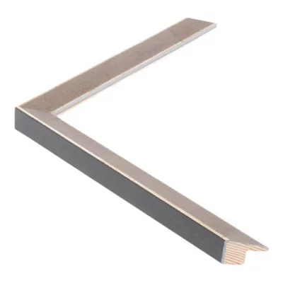 Holz-Bilderrahmen Sento I - Sonderzuschnitt Blassbraun lasiert auf Silber | Normalglas (2 mm)