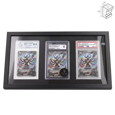 Thumbnail von Gradello Triple Holz-Bilderrahmen f&uuml;r 3 gegradete Karten  Displayrahmen mit passgenauem Passepartout f&uuml;r Sammelkarten, TCG &amp; Sportkarten Bild 3