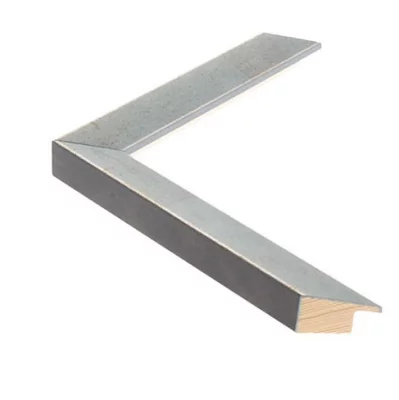 Houten kader SENTO II - 2,26 op maat bleekblauw, gelazuurd op zilver | normaal glas (2 mm)