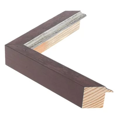 Holzrahmen LUCERNE 2,9 13x18 cm | Braun mit Silberkante | Normalglas (2 mm)