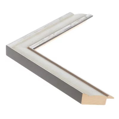 Holz-Bilderrahmen Fenice 3,0 - Sonderzuschnitt Weißgrau | Normalglas (2 mm)