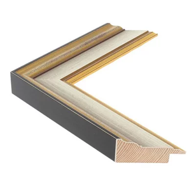 Houten fotolijst MAESTRO - 4,52 20x30 cm | kartuizer oudwit met bruin en goud | museumglas UV 99, optisch ontspiegeld