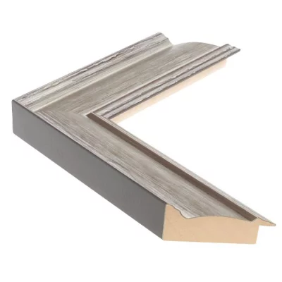 Holz-Bilderrahmen Fenice 4,9 - Sonderzuschnitt Silber | Normalglas (2 mm)