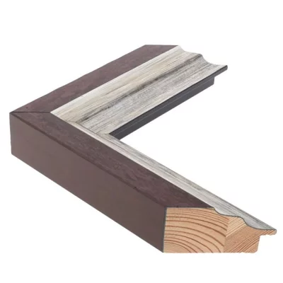 Holzrahmen LUCERNE 5,2 24x30 cm | Braun mit Silberkante | Normalglas (2 mm)