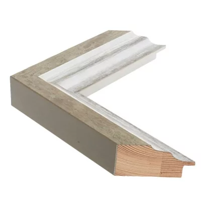 Holzrahmen LUCERNE 5,2 - Sonderzuschnitt Elfenbein mit Silberkante | Normalglas (2 mm)