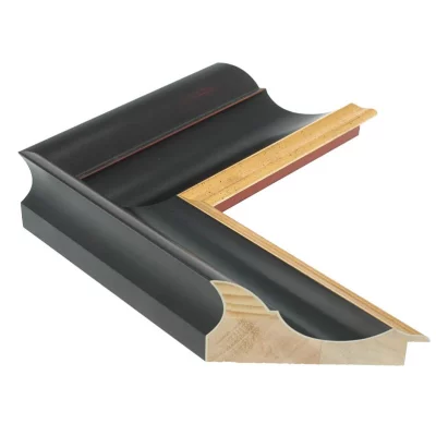 Holzrahmen ACADEMIE 7,6 - Sonderzuschnitt Black with Gold | Normalglas (2 mm)