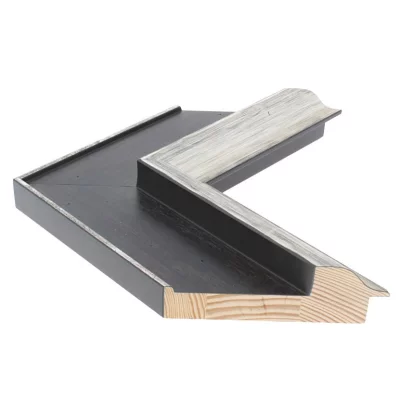 Holzrahmen LUCERNE 9,3 - Sonderzuschnitt Anthrazit mit Silberkante | Normalglas (2 mm)