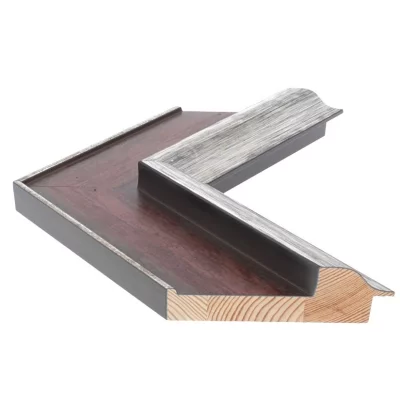 Holzrahmen LUCERNE 9,3 - Sonderzuschnitt Braun mit Silberkante | Normalglas (2 mm)
