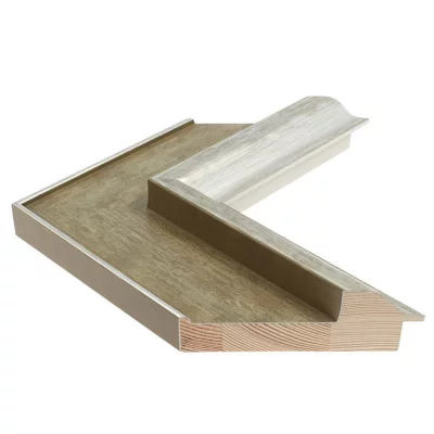 Holzrahmen LUCERNE 9,3 - Sonderzuschnitt Elfenbein mit Silberkante | Normalglas (2 mm)